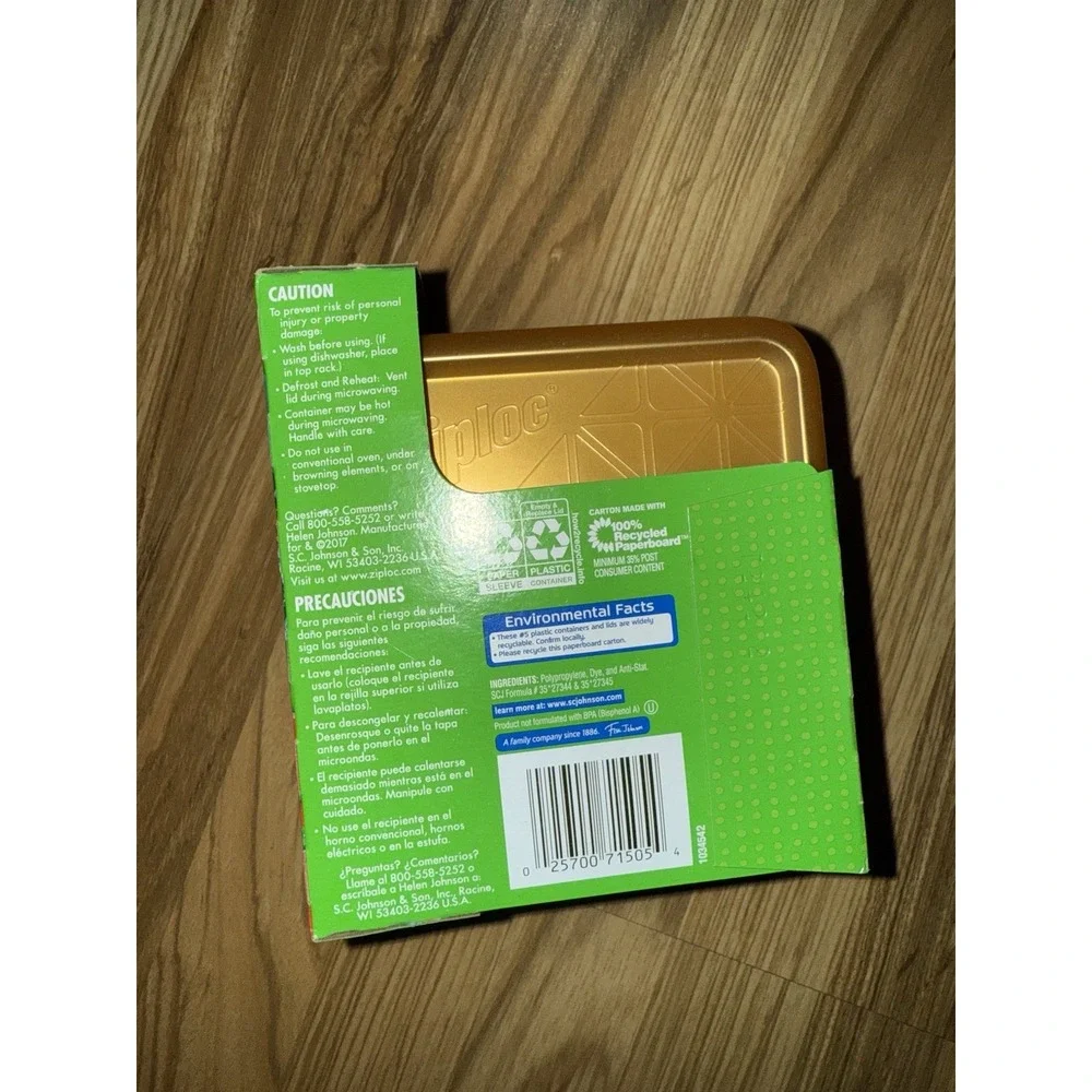 Ziploc NEW Limited Edition‎ Holiday Medium Square Container Gold 3 Count